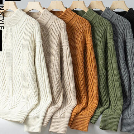 Men's Sweater Winter Knit Crew Neck Sweater Long Sleeve Soft Warm Knit Pullover