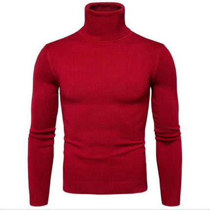 Turtle Collar Men's Sweater Slim Warm Lightweight Long Sleeve Turtleneck Pullover