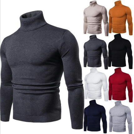 Turtle Collar Men's Sweater Slim Warm Lightweight Long Sleeve Turtleneck Pullover