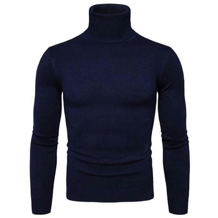 Turtle Collar Men's Sweater Slim Warm Lightweight Long Sleeve Turtleneck Pullover