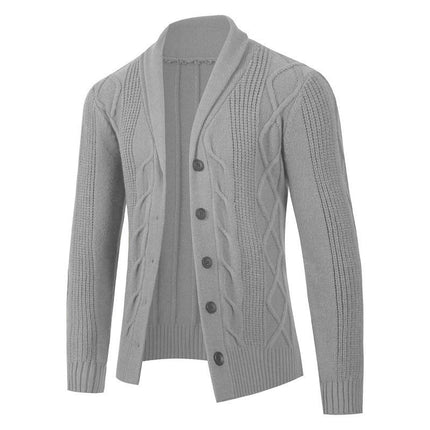 Mens Shawl Collar Cardigan Sweater Cable Knit Button Chunky Long Sleeve Winter  Casual Cardigans