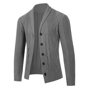 Mens Shawl Collar Cardigan Sweater Cable Knit Button Chunky Long Sleeve Winter  Casual Cardigans