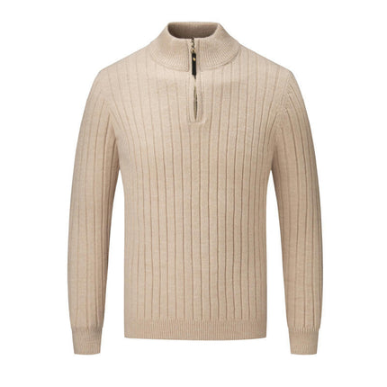 Men's Quarter Zip Up Sweaters Mock Neck Sweater Slim Fit Pullover Sweater