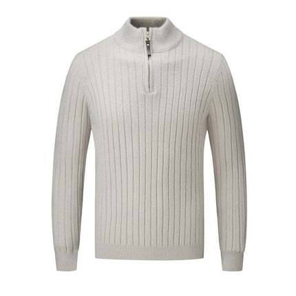 Men's Quarter Zip Up Sweaters Mock Neck Sweater Slim Fit Pullover Sweater