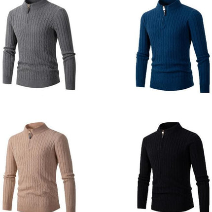 Men's Soft Sweaters Quarter Zip Pullover Classic Ribbed Half Turtleneck  Sweater for Men