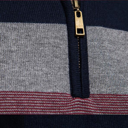 Men's Sweaters 1/4 Zip Cotton Sweater Pullover Sweaters Striped Fall Winter Warm  Knit Sweater