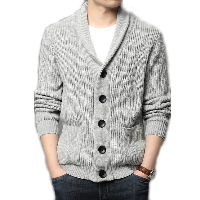 Men's Knitwear Button Down Shawl Collar Cardigan Sweater with Pockets