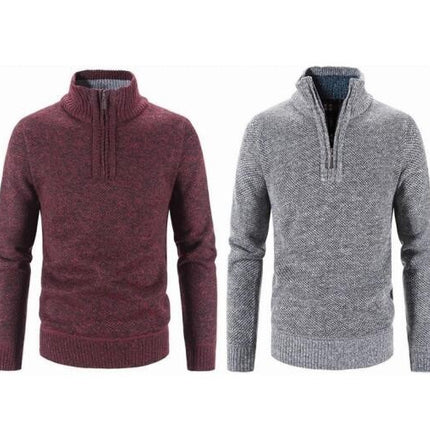 Men's Sweater Quarter Zip Pullover,  Slim Men's Clothing, Business Casual Long Sleeve Turtleneck Sweater