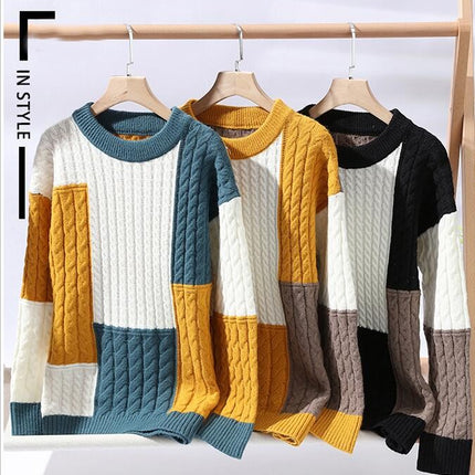 Men's Crew Neck Pullover Sweaters Slim Fit Long Sleeve Ribbed Knitted Twisted Warm Cozy Jumpers Sweater