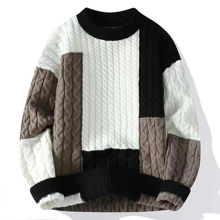 Men's Crew Neck Pullover Sweaters Slim Fit Long Sleeve Ribbed Knitted Twisted Warm Cozy Jumpers Sweater