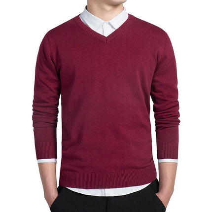 Mens Casual Slim Fit Pullover Sweaters Knitted Tops Lightweight Longsleeve Basic Designed