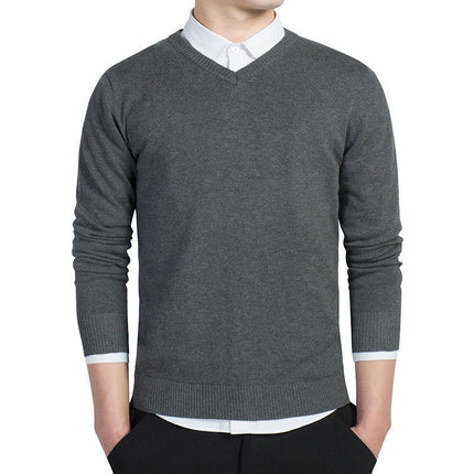 Mens Casual Slim Fit Pullover Sweaters Knitted Tops Lightweight Longsleeve Basic Designed