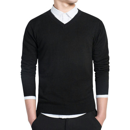 Mens Casual Slim Fit Pullover Sweaters Knitted Tops Lightweight Longsleeve Basic Designed