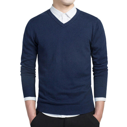 Mens Casual Slim Fit Pullover Sweaters Knitted Tops Lightweight Longsleeve Basic Designed