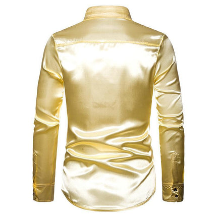 Sequin Splicing Shirt Men Long Sleeve Disco Party Shirts