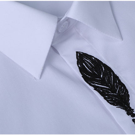 Men's Embroidered Long Sleeve Shirts Casual Button Down Slim Fit Shirts