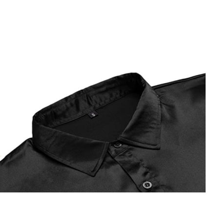 Men's Satin Dress Shirt Long Sleeve Casual Slim Fit Button Up Shirts