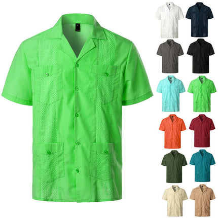 Men Short Sleeve Shirt Casual Summer Beach Button Down Shirts