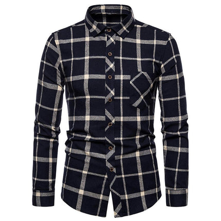 Men's Button Down Shirts Regular Fit Long Sleeve Casual Plaid Shirt