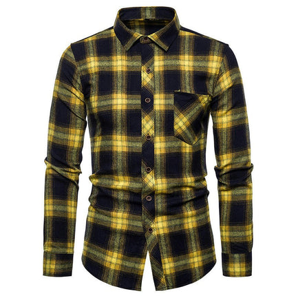 Men's Button Down Shirts Regular Fit Long Sleeve Casual Plaid Shirt 1