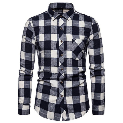 Men's Button Down Shirts Regular Fit Long Sleeve Casual Plaid Shirt