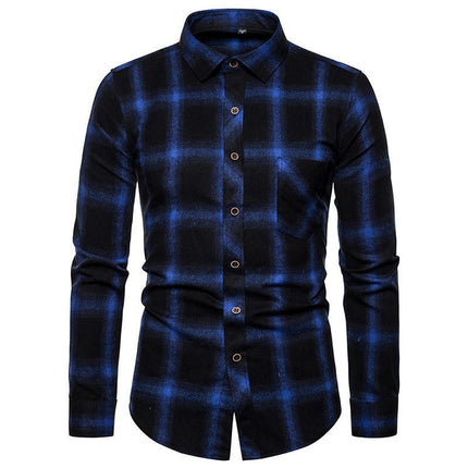 Men's Button Down Shirts Regular Fit Long Sleeve Casual Plaid Shirt