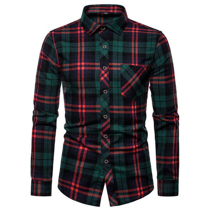 Men's Button Down Shirts Regular Fit Long Sleeve Casual Plaid Shirt