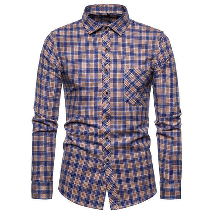 Men's Button Down Shirts Regular Fit Long Sleeve Casual Plaid Shirt