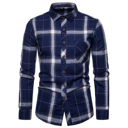 Men's Button Down Shirts Regular Fit Long Sleeve Casual Plaid Shirt