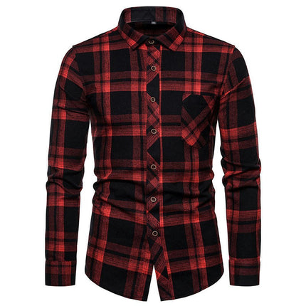 Men's Button Down Shirts Regular Fit Long Sleeve Casual Plaid Shirt 1