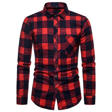 Men's Button Down Shirts Regular Fit Long Sleeve Casual Plaid Shirt