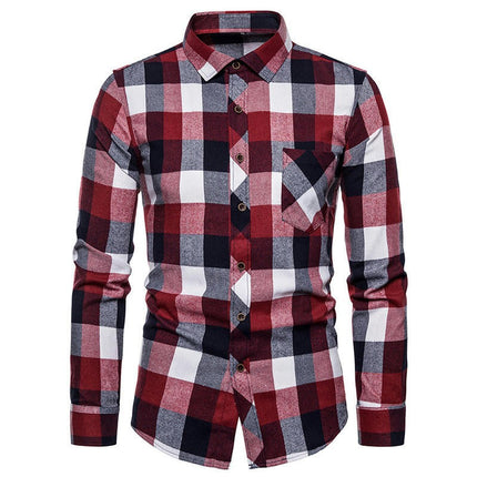 Men's Button Down Shirts Regular Fit Long Sleeve Casual Plaid Shirt