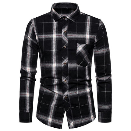 Men's Button Down Shirts Regular Fit Long Sleeve Casual Plaid Shirt