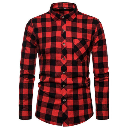 Men's Button Down Shirts Regular Fit Long Sleeve Casual Plaid Shirt