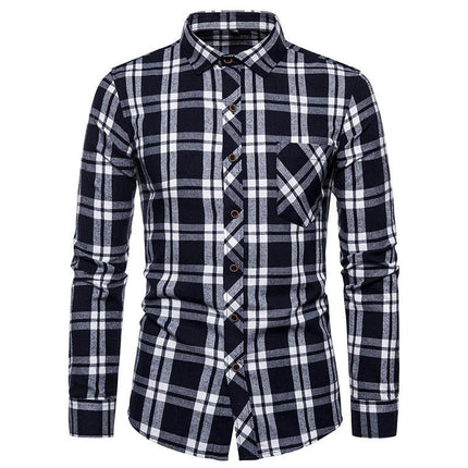 Men's Button Down Shirts Regular Fit Long Sleeve Casual Plaid Shirt