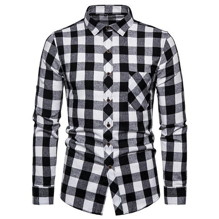 Men's Button Down Shirts Regular Fit Long Sleeve Casual Plaid Shirt