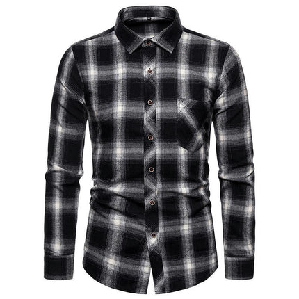 Men's Button Down Shirts Regular Fit Long Sleeve Casual Plaid Shirt