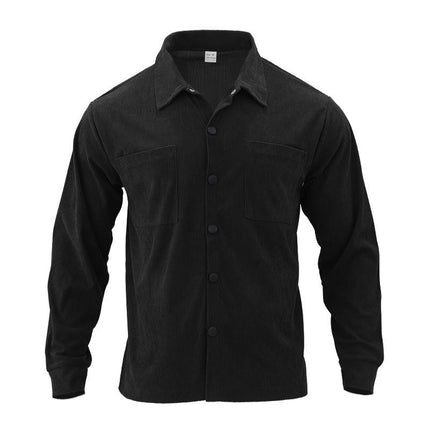 Men's Corduroy Shirt Button Down Long Sleeve Tops Slim Fit Casual Shirts