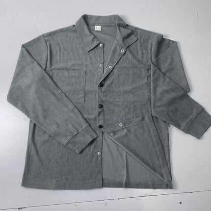 Men's Corduroy Shirt Button Down Long Sleeve Tops Slim Fit Casual Shirts