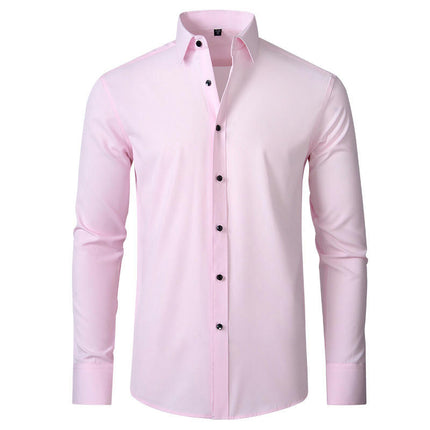 Men's Dress Shirt Regular Fit Business Formal Button Up Stretch Shirts