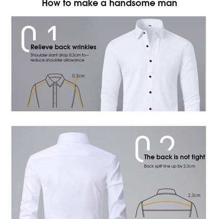 Men's Dress Shirt Regular Fit Business Formal Button Up Stretch Shirts