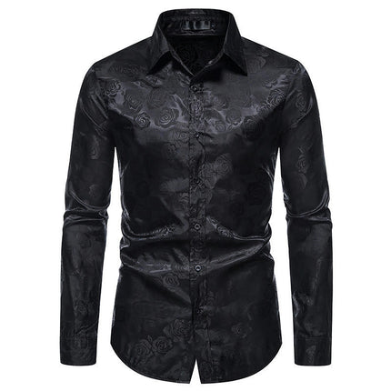 Men's Luxury Printed Dress Shirt Long Sleeve Button Down Shirts