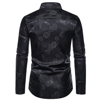 Men's Luxury Printed Dress Shirt Long Sleeve Button Down Shirts