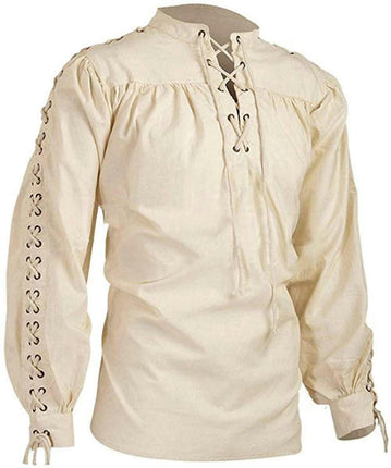 Men's Loose Linen Medieval Gothic Renaissance Long Sleeve Shirt