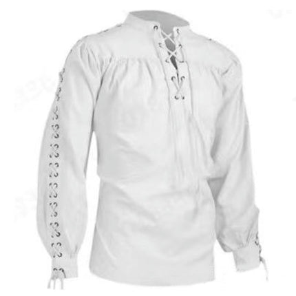 Men's Loose Linen Medieval Gothic Renaissance Long Sleeve Shirt