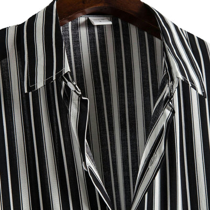 Men's Casual Striped Shirt Button Up Short Sleeve Soft Summer Beach Shirt