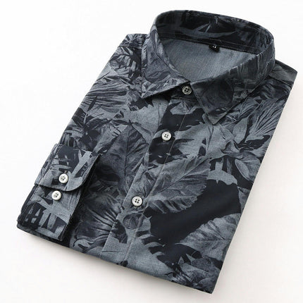 Men's Printed Slim Fit Long Sleeve Button Up Dress Shirts