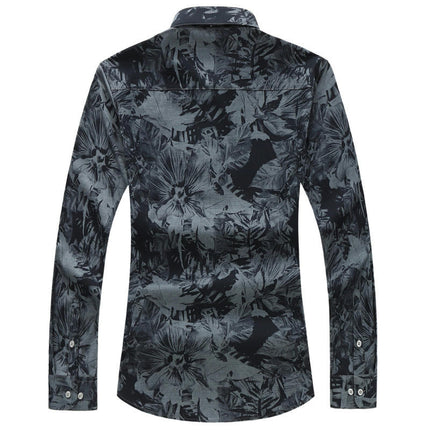 Men's Printed Slim Fit Long Sleeve Button Up Dress Shirts