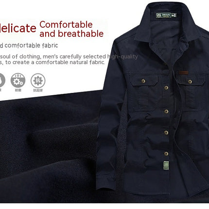 Men's Breathable Solid Convertible Long Sleeve Shirt