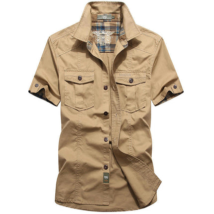 Men's Short Sleeve Shirt Lightweight Breathable Outdoor Casual Button Down Shirt